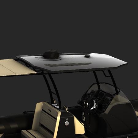 Fibreglass and stainless steel T-Top.