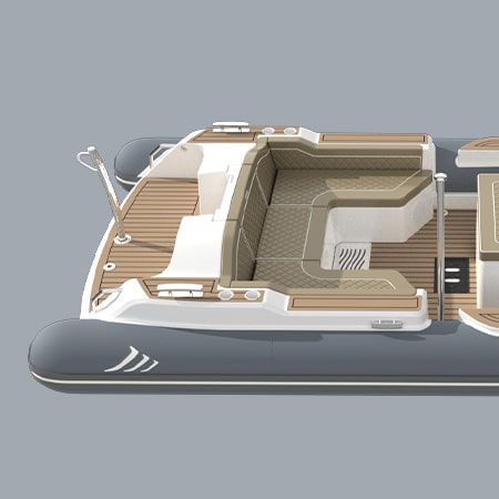 U-Shape raft end with a removable central walkway backrest
